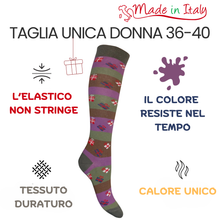Carica l'immagine nel visualizzatore di Gallery, * Christmas Time * 4 Paia Calze Lunghe Donna in Caldo Cotone Made in Italy - Taglia Unica
