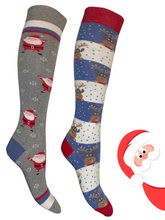 Carica l'immagine nel visualizzatore di Gallery, * Christmas Time * 4 Paia Calze Lunghe Donna in Caldo Cotone Made in Italy - Taglia Unica