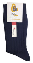 Carica l'immagine nel visualizzatore di Gallery, Calza Lunga Uomo in Cotone 100% Filoscozia Rimagliato a Mano - Blu Navy