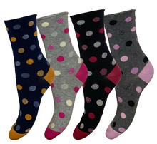 Carica l'immagine nel visualizzatore di Gallery, 4 Paia Calze Corte Donna in Caldo Cotone a Pois Alta Qualità Made in Italy - Taglia Unica