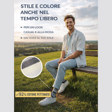 Carica l'immagine nel visualizzatore di Gallery, 4 Paia Calze Uomo Lunghe a Righe in Fresco Cotone Alta Qualità Made in Italy