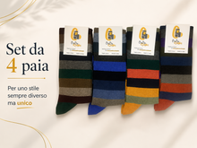 Carica l'immagine nel visualizzatore di Gallery, 4 Paia Calze Calzini Lunghi Uomo in Caldo Cotone Made in Italy - Taglia Unica