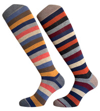 Carica l'immagine nel visualizzatore di Gallery, 4 Paia Calze Calzini Lunghi Uomo in Caldo Cotone a Righe Made in Italy - Taglia Unica