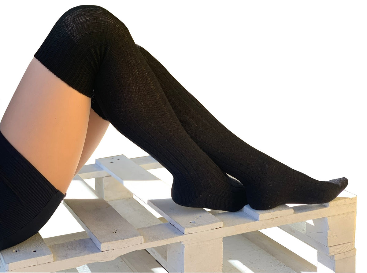 Calze Alte Al Ginocchio Bianche Con Fiocco E Volant – Morbido Cotone, Perfette Per Costumi E Look Alla Moda