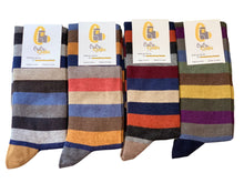 Carica l'immagine nel visualizzatore di Gallery, 4 Paia Calze Calzini Lunghi Uomo in Caldo Cotone a Righe Made in Italy - Taglia Unica