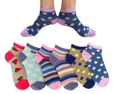 Carica l&#39;immagine nel visualizzatore di Gallery, 6 Paia Calze Corte Donna in Fresco Cotone Alta Qualità Made in Italy

