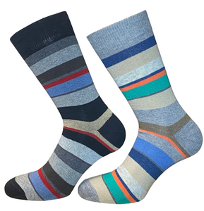 4 Paia Calze Calzini Corti Uomo in Caldo Cotone a Righe Made in Italy - Taglia Unica