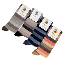 Carica l'immagine nel visualizzatore di Gallery, 4 Paia Calze Uomo Lunghe a Righe in Fresco Cotone  Alta Qualità Made in Italy
