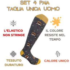 *4 Paia Calze Lunghe Uomo in Caldo Cotone Made in Italy * Christmas Time*