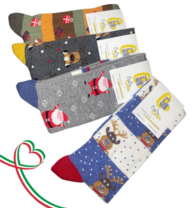 *4 Paia Calze Lunghe Uomo in Caldo Cotone Made in Italy * Christmas Time*