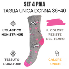 Carica l'immagine nel visualizzatore di Gallery, 4 Paia Calze Corte Donna in Caldo Cotone Taglio Laser Made in Italy - Taglia Unica
