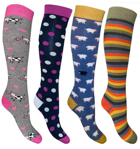 4 Paia Calze Lunghe Donna in Caldo Cotone Idea Regalo Made in Italy - Taglia Unica