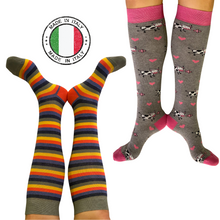 Carica l&#39;immagine nel visualizzatore di Gallery, 4 Paia Calze Lunghe Donna in Caldo Cotone Idea Regalo Made in Italy - Taglia Unica
