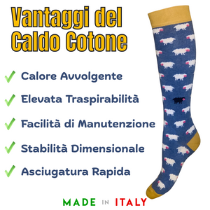 4 Paia Calze Lunghe Donna in Caldo Cotone Idea Regalo Made in Italy - Taglia Unica