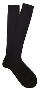 Calza Lunga Uomo in Cotone 100% Filoscozia Rimagliato a Mano - Nero