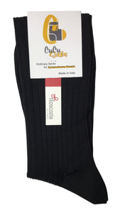 Calza Lunga Uomo in Cotone 100% Filoscozia Rimagliato a Mano - Nero