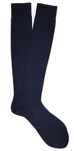 Calza Lunga Uomo in Cotone 100% Filoscozia Rimagliato a Mano - Blu Navy