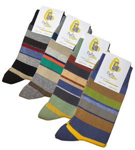 4 Paia Calze Calzini Corti Uomo in Caldo Cotone a Righe Made in Italy - Taglia Unica