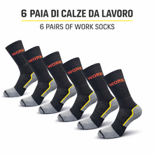 Carica l'immagine nel visualizzatore di Gallery, Calze da Lavoro Uomo 72% Cotone, Qualità Italiana, Traspiranti e Rinforzate - SET 6 PAIA
