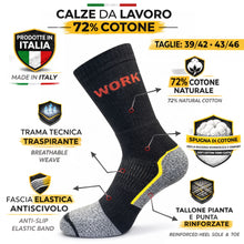 Carica l'immagine nel visualizzatore di Gallery, Calze da Lavoro Uomo 72% Cotone, Qualità Italiana, Traspiranti e Rinforzate - SET 6 PAIA
