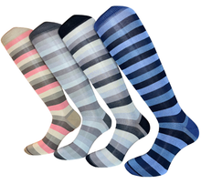 Carica l'immagine nel visualizzatore di Gallery, 4 Paia Calze Uomo Lunghe a Righe in Fresco Cotone  Alta Qualità Made in Italy
