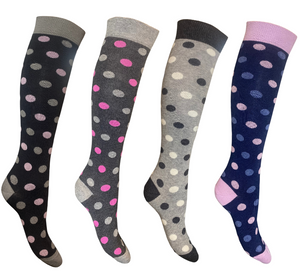 4 Paia Calze Calzini Lunghi Donna in Caldo Cotone Made in Italy - Taglia Unica