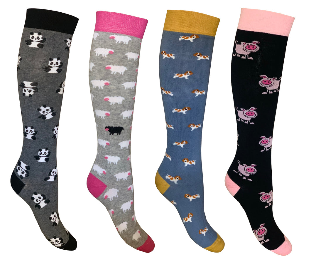 4 Paia Calze Lunghe Donna in Caldo Cotone Alta Qualità Made in Italy - Taglia Unica