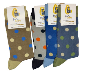 4 Paia Calze Uomo Corte a Pois in Fresco Cotone  Alta Qualità Made in Italy