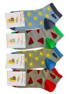 4 Paia Calze Corte Donna Modello Ciclista Happy Summer in Fresco Cotone  Made in Italy