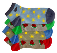 Carica l&#39;immagine nel visualizzatore di Gallery, 4 Paia Calze Corte Donna Modello Ciclista Happy Summer in Fresco Cotone  Made in Italy
