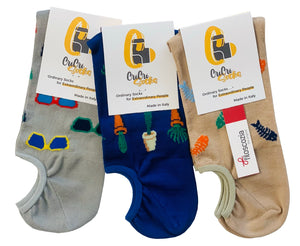 3 Paia Fantasmini Uomo Colorati in Cotone Filoscozia Made in Italy Alta Qualità - Taglia Unica