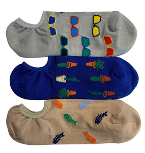 3 Paia Fantasmini Uomo Colorati in Cotone Filoscozia Made in Italy Alta Qualità - Taglia Unica