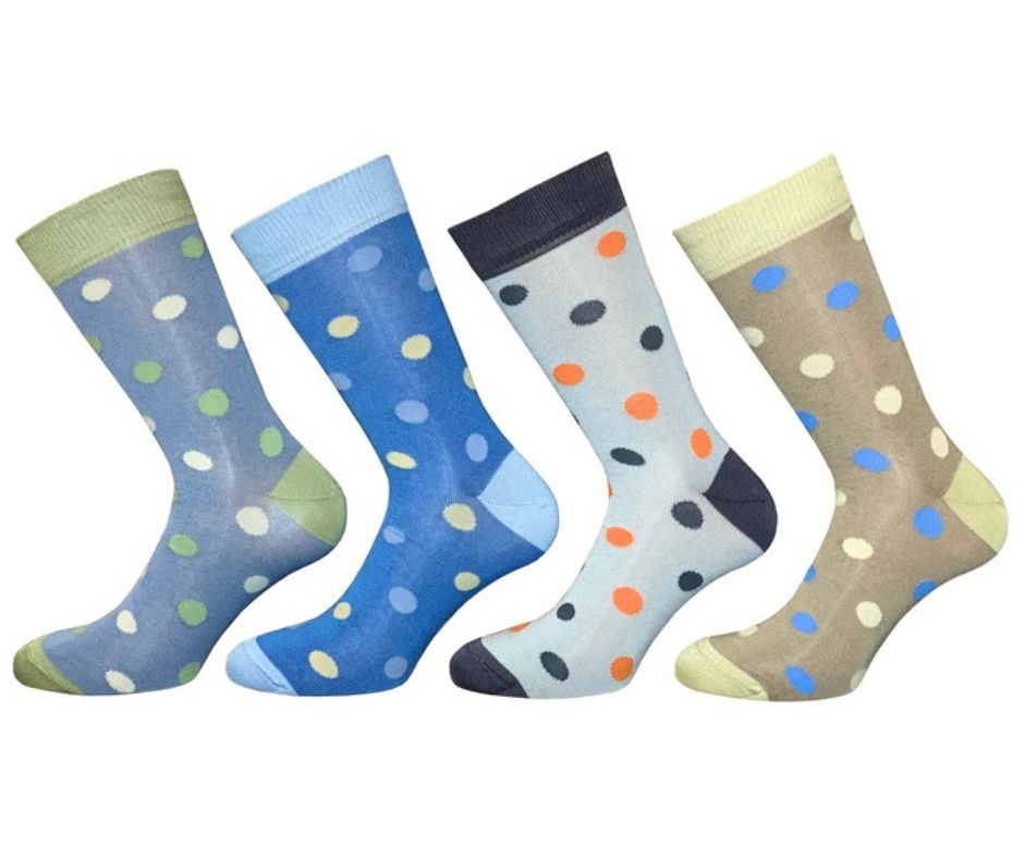 4 Paia Calze Uomo Corte a Pois in Fresco Cotone  Alta Qualità Made in Italy