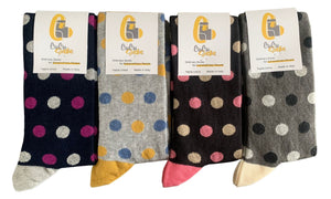 4 Paia Calze Calzini Lunghi Donna in Caldo Cotone a Pois Made in Italy - Taglia Unica